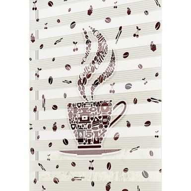 Fincan Baskılı Zebra Perde