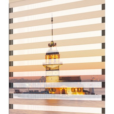 Kız Kulesi Baskılı Zebra Perde