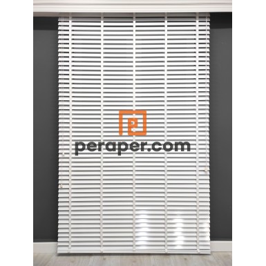 Beyaz Lake Perawood Ahşap Jaluzi 50mm