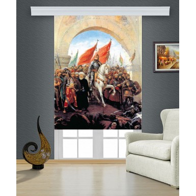 Fetih Temalı Baskılı Stor Perde