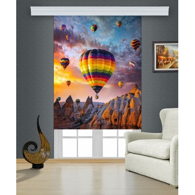 Kapadokya Balon Baskılı Stor Perde