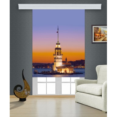 Kız Kulesi Baskılı Stor Perde