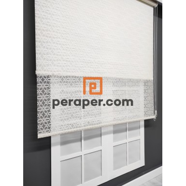 Papatya Desen Çiftli Tül Stor Perde