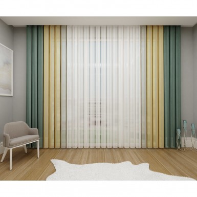 Tül Dikey Perde Haki Yeşil-Hardal