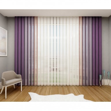 Tül Dikey Perde Mor-Lila