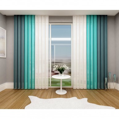 Tül Dikey Perde Mavi-Turkuaz