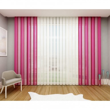 Fuşya-Pembe Kombinli Tül Dikey Perde