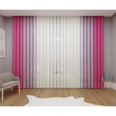 Tül Dikey Perde Fuşya-Lila