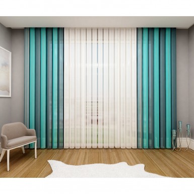 Tül Dikey Perde Mint Yeşili-Koyu Yeşil