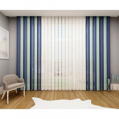 Tül Dikey Perde Mavi-Mint Yeşili