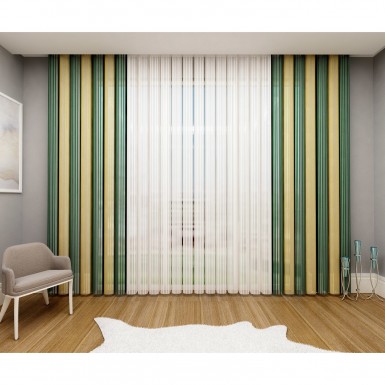 Tül Dikey Perde Sarı-Yeşil