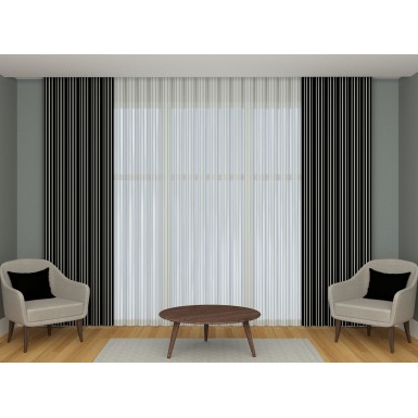 Siyah Fonlu Tül Dikey Perde