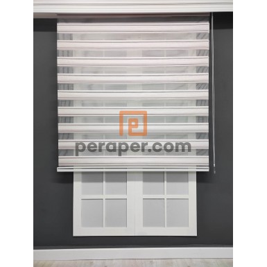 Pembe Detaylı Simli Zebra Perde