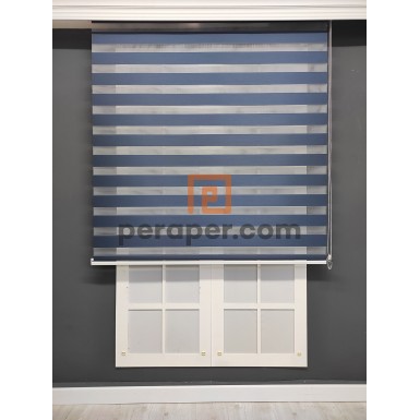 Lacivert Ekonomik Zebra Perde