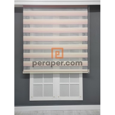 Pembe Geçişli Pliseli Zebra Perde