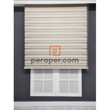 Krem-Kahve Dar Pliseli Zebra Perde