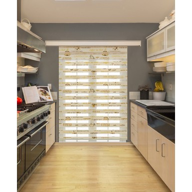 Cappuchino Baskılı Zebra Perde