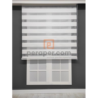 Beyaz Mikro Pliseli Zebra Perde