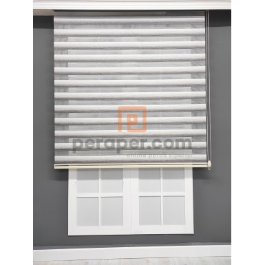 Gri Geçişli Bambu Zebra Perde