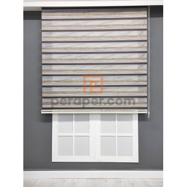 Kahve Çizgili Bambu Zebra Perde