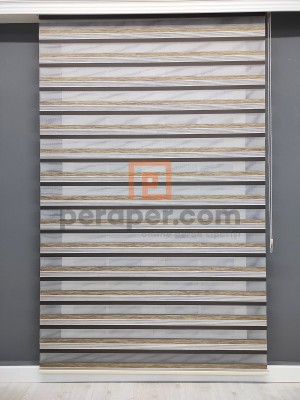Kahve Çizgili Bambu Zebra Perde